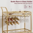 thumbnail image 4 of Juiluna Gold Bar Cart, 2 Tier Bar Carts for The Home, Bar Carts with 4 Wheels, White Marble Finish Wood Shelf, Wine Rack & Glass Holder for Kitchen, Living Room, Dining Room, 4 of 7