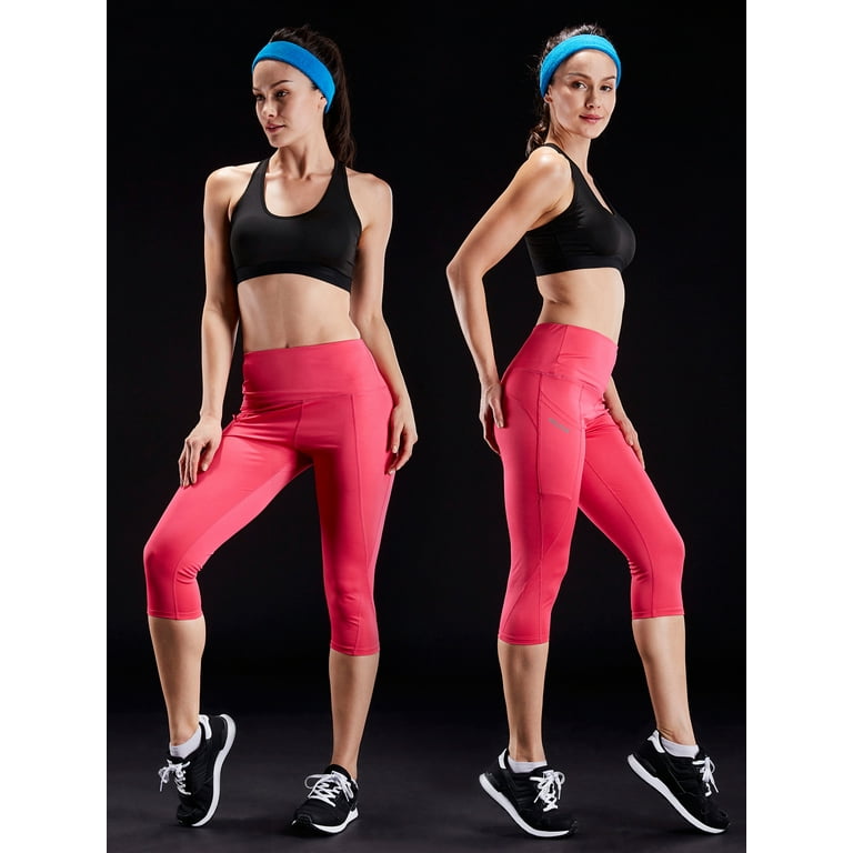 NELEUS Womens Tummy Control High Waist Capri Yoga Leggings with Pocket,Black+Gray+Blue,US  Size 3XL 