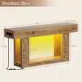 thumbnail image 2 of Homieasy 63" Farmhouse Console Table - Natural Oak, with Outlets, LED Lights & 2-Tier Storage, Unique Geometric Pattern Sofa Table for Living Room, Hallway, Foyer, 2 of 7