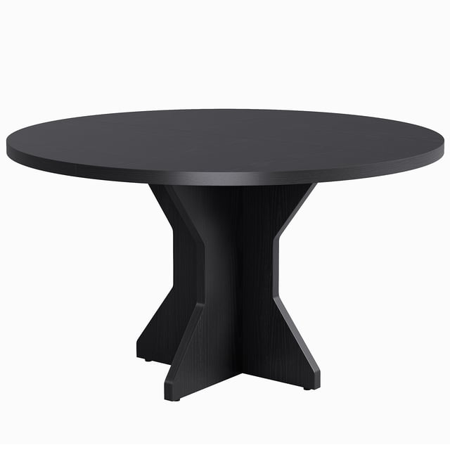 Kojooin Round Dining Table for 4-6 People, 47 Inch Circle Kitchen Table with Sturdy Pedestal Base