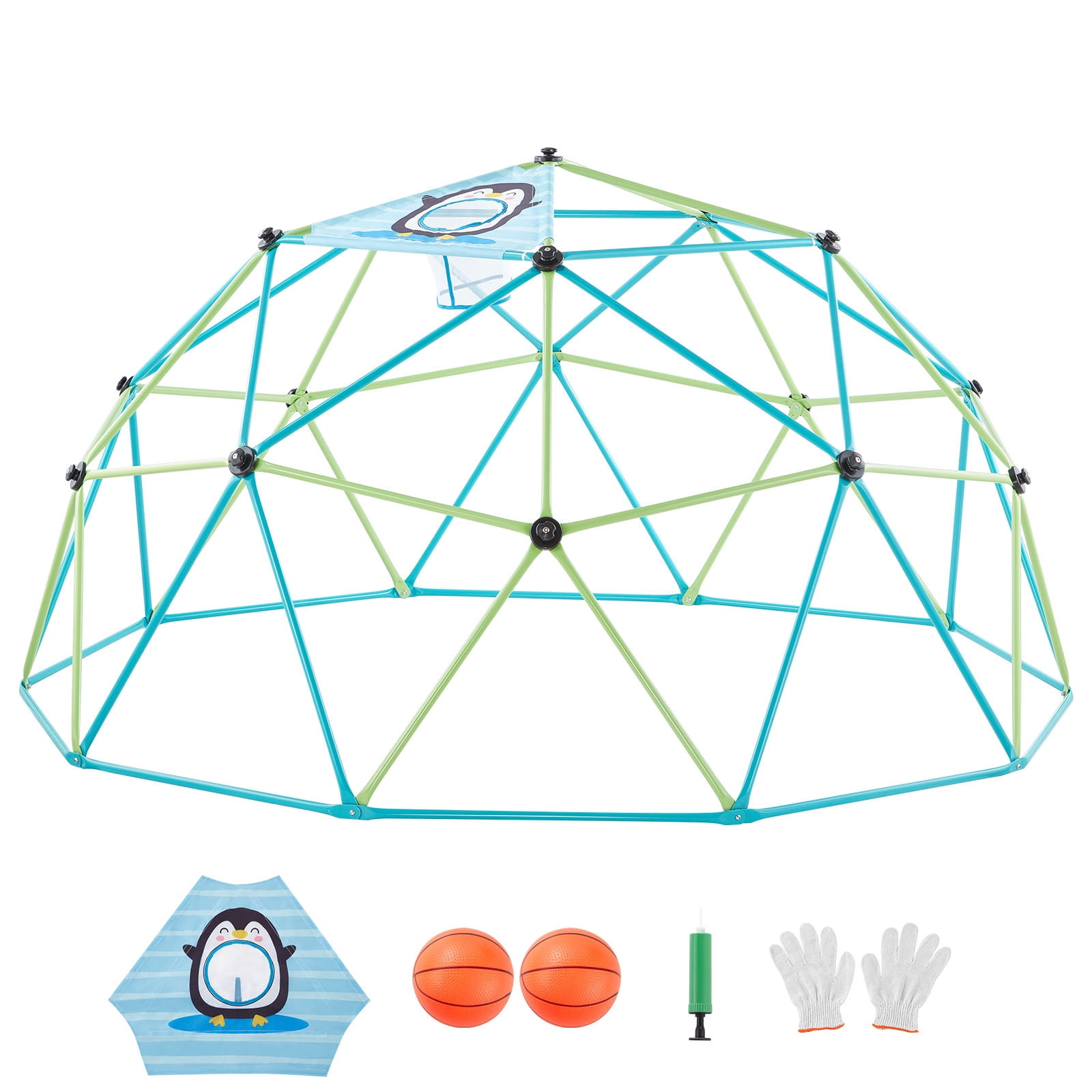 Zupapa 10FT Dome Climber with Canopy & Basketball Net, 800LBS