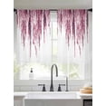 thumbnail image 2 of Pink Sheer Curtains 45 Inch Length 2 Panels Set, Summer Botanical Leaves Watercolor Voile Window Treatment Rod Pocket Small Kitchen Curtains Drapes for Bedroom 52"x45"x2, 2 of 7