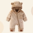 thumbnail image 2 of mgoYE Baby Newborn Baby Bear Outfit With Fold-Over Mittens Footies Thin Fleece Romper Hooded Jumpsuit Winter Coat Girls Boys(Coffee,3-6 Months), 2 of 9