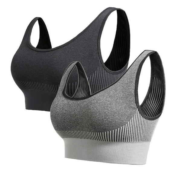 Popvcly Racerback Sports Bras for Women - Padded Seamless High Impact Support for Yoga Gym Workout Fitness 2 Pack S-4XL