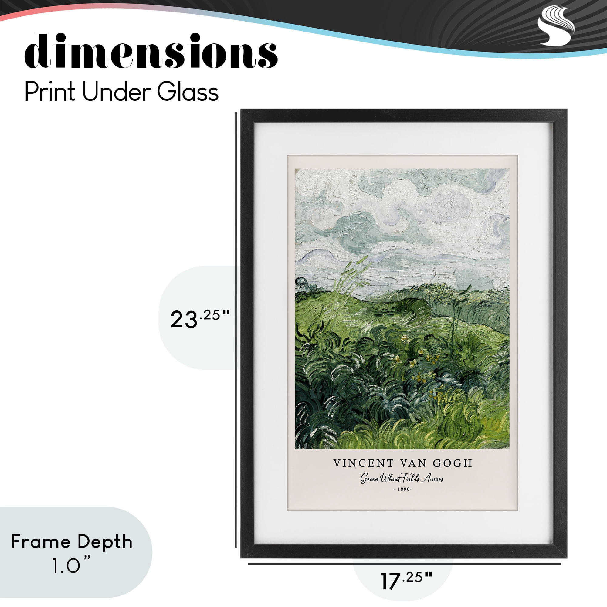 Stupell Industries Classic Green Wheat Fields Black Framed Print Under Glass, design by Vintage Hustle