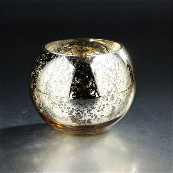 6.5 x 8 Po. Vase en Verre Porte-Bougie, Or