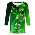 thumbnail image 4 of Xuyuer Womens 3/4 Sleeve St. Patrick's Day T-Shirts Crew Neck Spring Graphic Tee Tops Cute Tunic Tops Basic Tees Blouses Business Work Tee Top Merry and Bright Graphic Tee Tops, 4 of 6