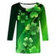 thumbnail image 5 of RKSTN 3/4 Length Sleeve Womens Tops Oversized Crewneck St Patricks Day Lucky Shamrocks Graphic Print T Shirt Womens Casual Plus Size Round Neck Loose Irish Festivities Three Quarter Sleeve Shirt, 5 of 6