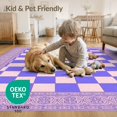 thumbnail image 4 of ODIKA 8'x10' Washable Area Rug Pink Purple Alternating Checkerboard Traditional Detail Print for Dining Room, Large Office, Lounge, Non-Slip Chair-Friendly Mat, 4 of 7