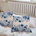 thumbnail image 7 of Waterproof Throw Pillow Covers Set of 2, 24x24 Inch Spring Blue Floral Decorative Pillowcases Outdoor Pillow Slip Cushion Covers Set for Couch Tent Pastoral Botanical Flower Leaf Beige, 7 of 7