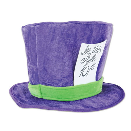 Beistle Soft Plush Mad Hatter Costume Hat, Purple Green,