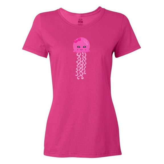Inktastic Pink Jellyfish, Cute Jellyfish With Pink Ribbon Women's T-Shirt