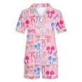 thumbnail image 4 of Xdegoge Purchases / History Two Piece Outfits Women Pajama Sets Stain Silk Pjs Shorts Sets Summer Cute Graphic Button Down Shirts Soft Comfy Casual Matching Sets Loungewear Sleep Nightwear, 4 of 5