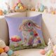 thumbnail image 4 of CaiYueKe Easter Rabbit Floral Pillow Cover - Sofa Cushion Case Home Decor Throw Pillow for Living Room Couch Bedroom Outdoor Indoor Decorative Accent Spring Holiday Farmhouse Decor, 4 of 8