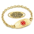 thumbnail image 1 of MedicEngraved Yellow Gold Stainless Steel Custom Medical Alert Bracelet - 5mm Oval Link, 1 of 7