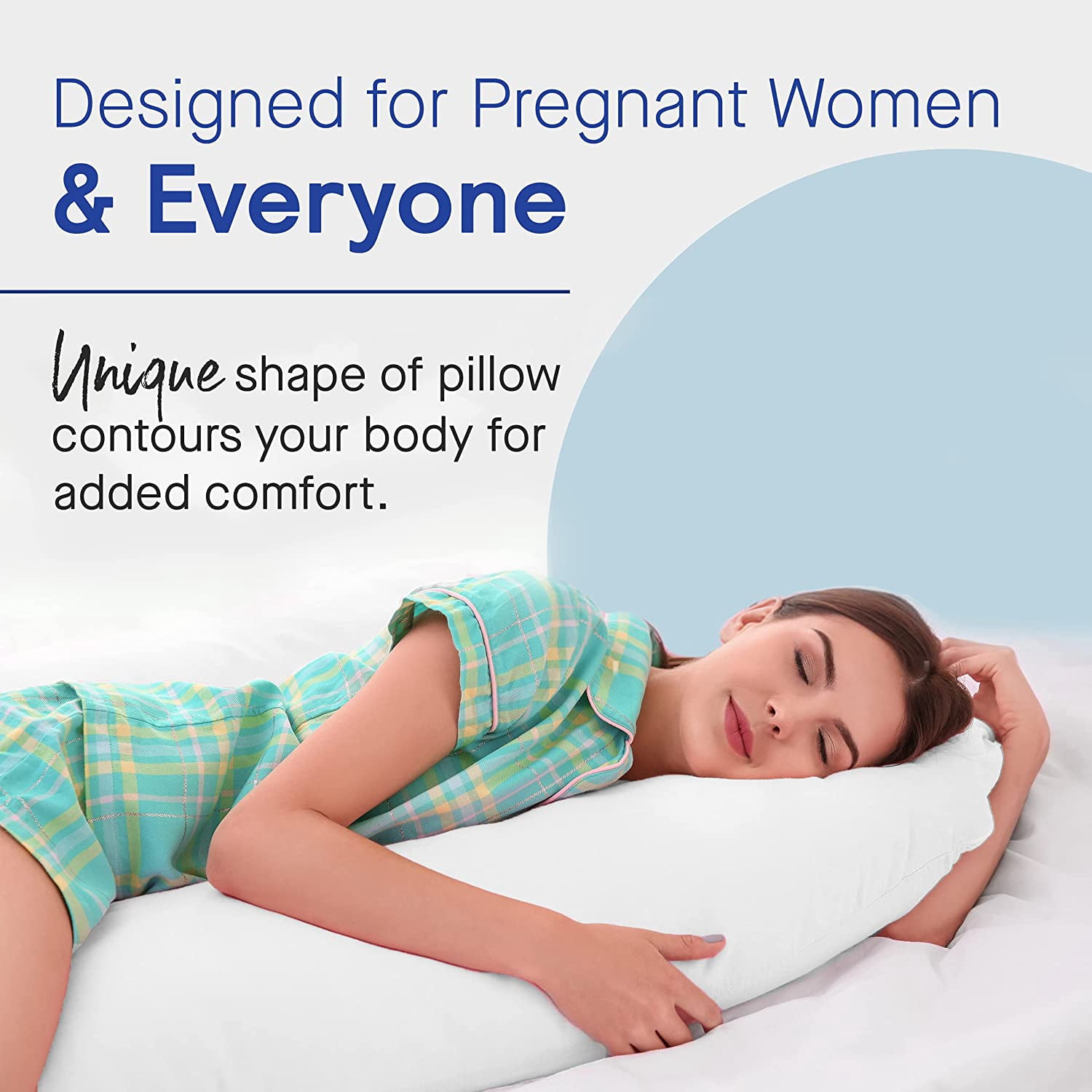 Full Body Maternity Pregnancy Pillow - 60-inch C-Shaped Pillows and Nursing Support Cushion with Washable Cover by Restorology