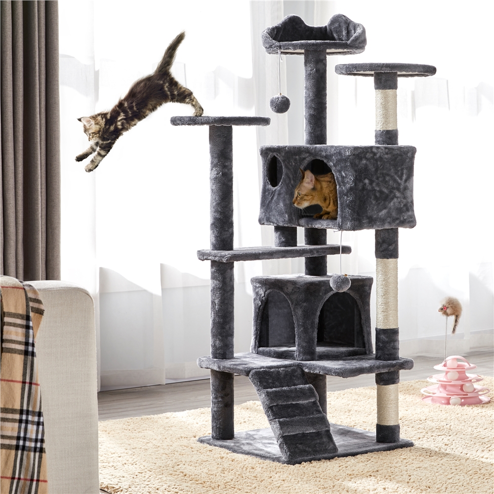 YaheeTech 51-in Cat Tree & Condo Scratching Post Tower, Gray - image 5 of 12