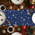 thumbnail image 5 of Navy Blue Snowman Christmas Dresser Scarf Farmhouse, Dining Table Decorations for Wedding/Parties, Gifts Xmas Tree Snowflake Elk Table Runner 36 Inches Long for Kitchen Dining, 13 x 36 In, 5 of 9