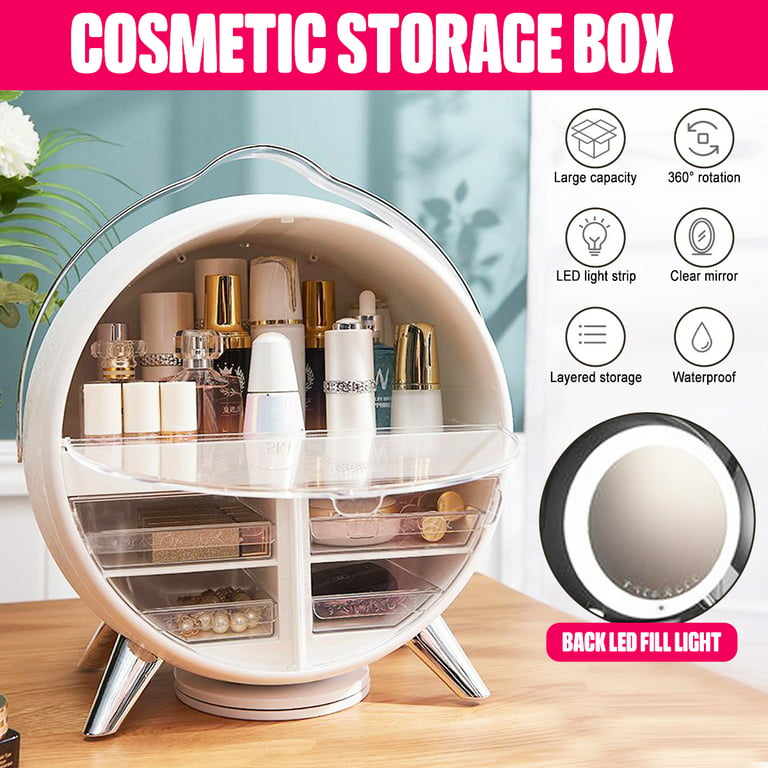 Big Capacity Led Light Cosmetic Storage Box Waterproof Dustproof
