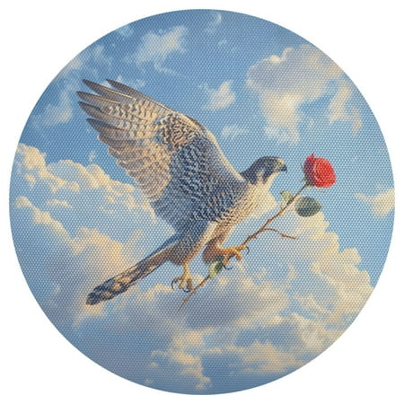 

joogoo Eagle Flying in Sky with Roses Round Plate Mats for Dining Table Placemat 1 Piece Holiday Decoration