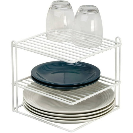 Plate Organizer - Real Home Corner Cabinet Organizer, White