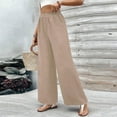 thumbnail image 6 of HongQid Women Wide Leg Pants High Waist Loose Flowy Adjustable Tie Knot Trousers Business Casual Pants with Pockets, 6 of 8