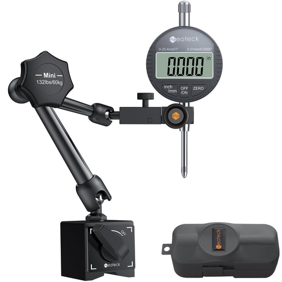 Juego de Indicador Digital de Carátula Neoteck con Rango de 25mm y Base Magnética de 60 kg
