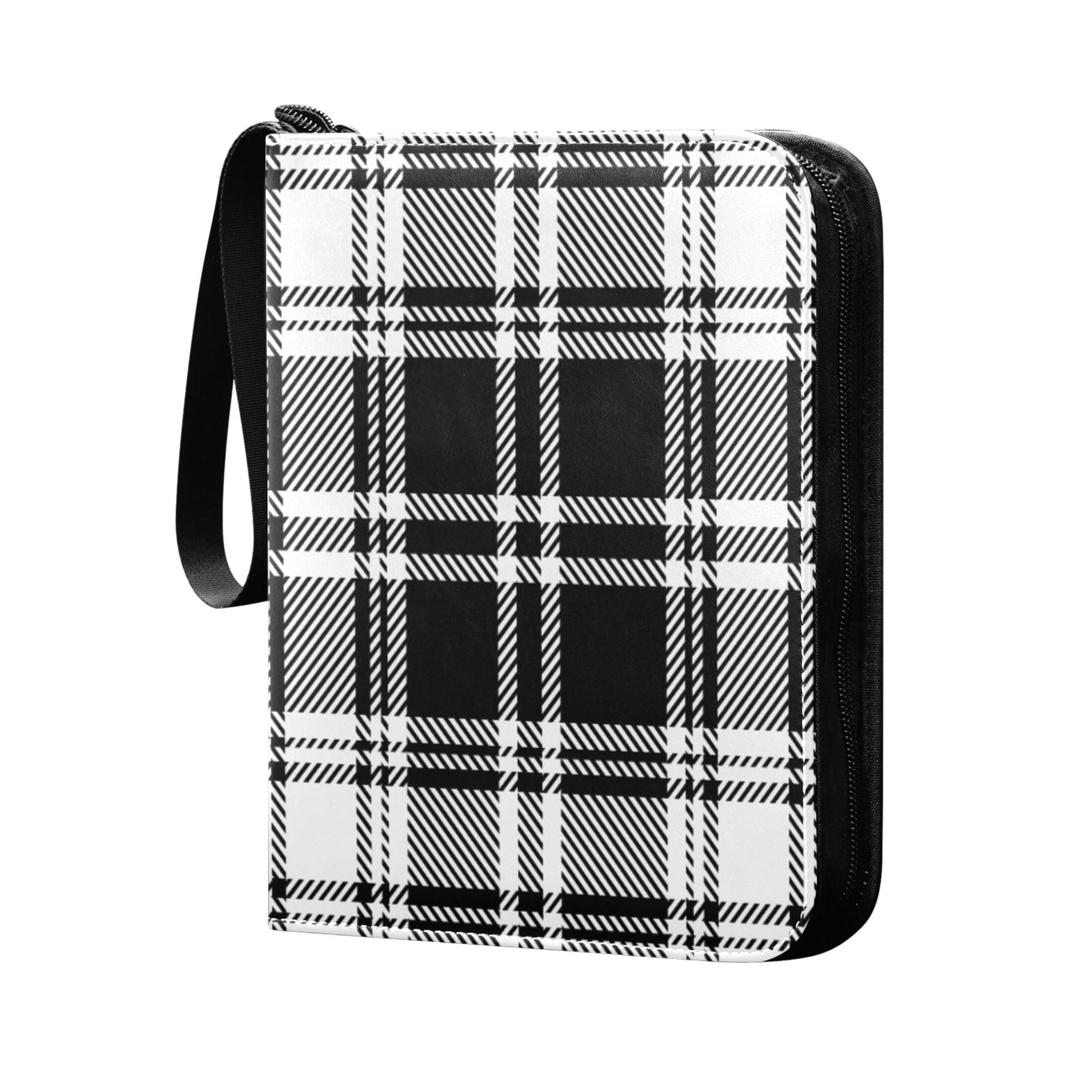 ALAZA Black and White Plaid Pattern Grid Trading Card Binder 4 Pocket Cards Collection Album 400 Folder Holder