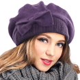 thumbnail image 2 of VECRY Robe Beret en Feutre 100 % Laine pour Femmes (Beret-Violet), 2 of 4
