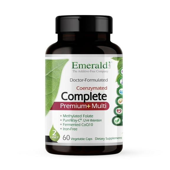Emerald Labs Complete 2-Daily Multi - Multivitamin with Coenzyme Q10, Vitamins, Minerals and Herbs - 60 Vegetable Capsules