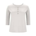 thumbnail image 2 of Yievot Women's Casual 3/4 Sleeve T-Shirts V-Neck Tunic Tops Basic Tees Blouses Loose Business Work Top, 2 of 7