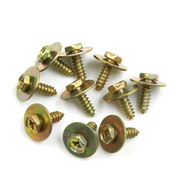 10Pcs 6x21,5mm Tornillo De Acero Inoxidable Para Matrícula Paragolpes Guardabarros De Coche