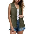 thumbnail image 6 of GEWSEY Women Tassel Vest 70s Hippie Cowgirl Western Suede Rivets Sleeveless Fringe Waistcoat Streetwear Outerwear (Army Green, M), 6 of 7