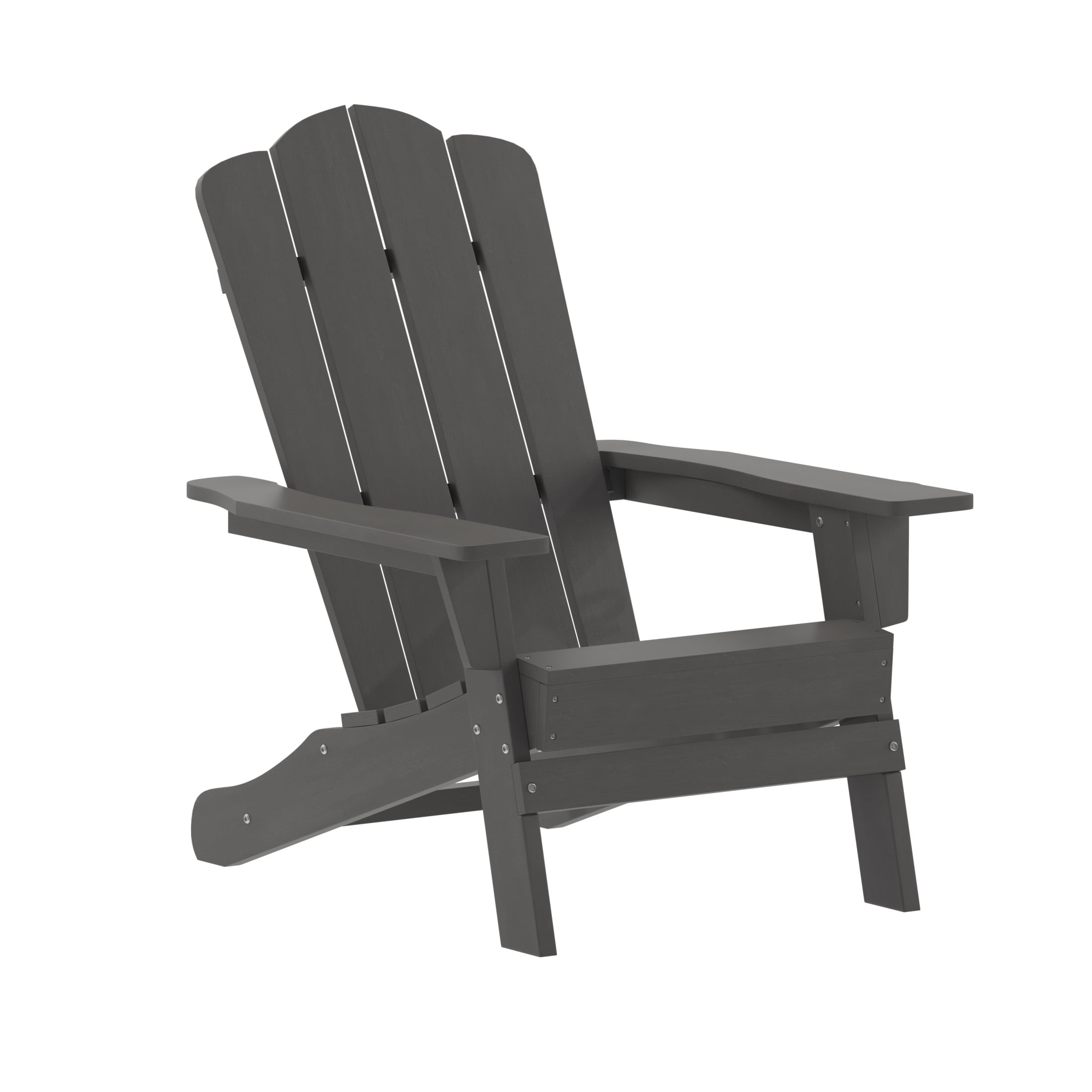 Merrick Lane Adirondack Chair with Cup Holder, Weather Resistant HDPE Adirondack Chair in Gray, Set of 4