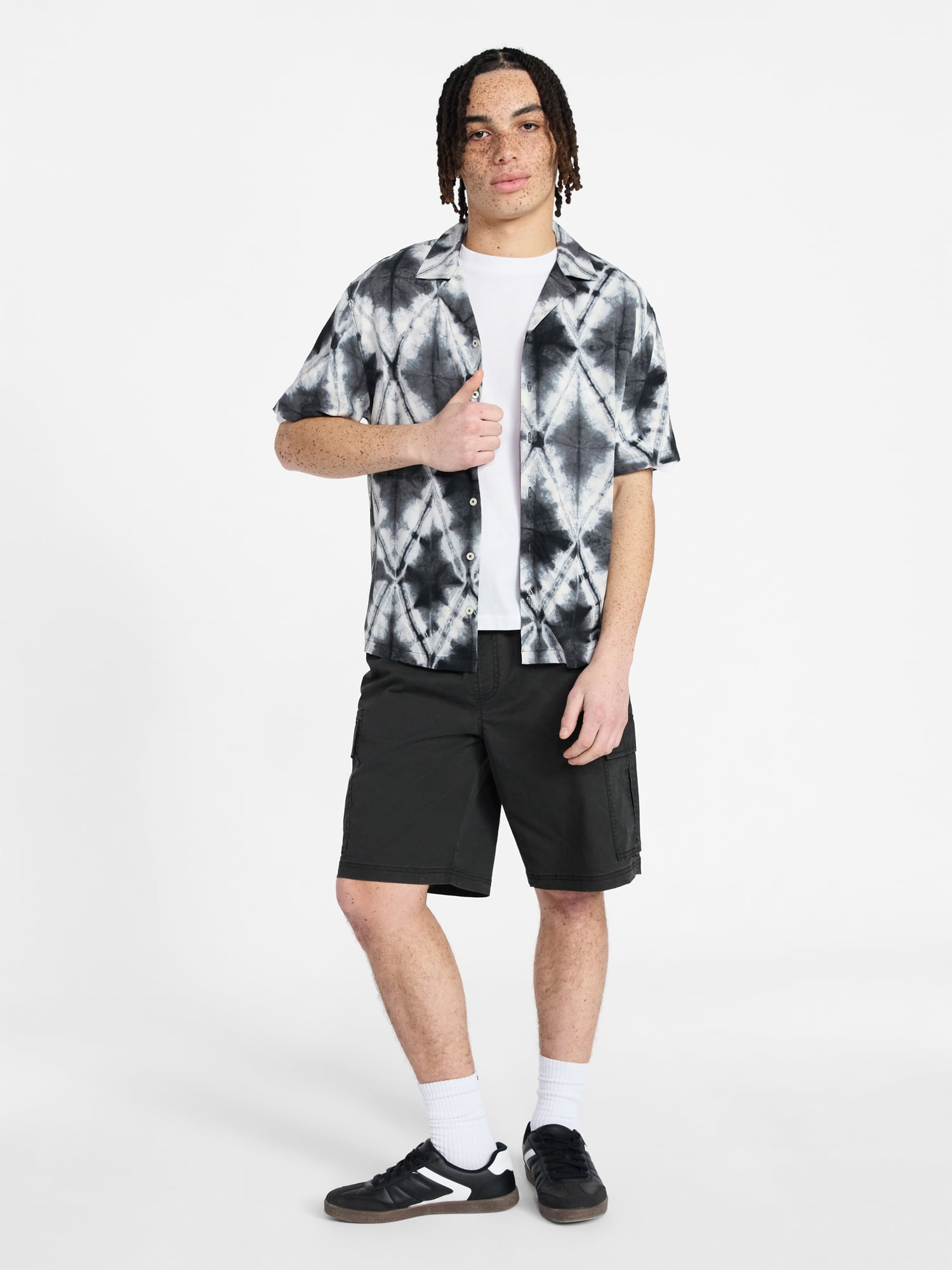 No Boundaries Rayon Shirt with Short Sleeves, Men's and Big & Tall XS-4XLT
