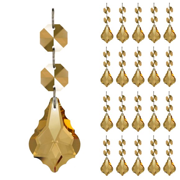 Adorno colgante GOLDENHAITAI, 38 mm, cristal, hoja de arce, 20 unidades