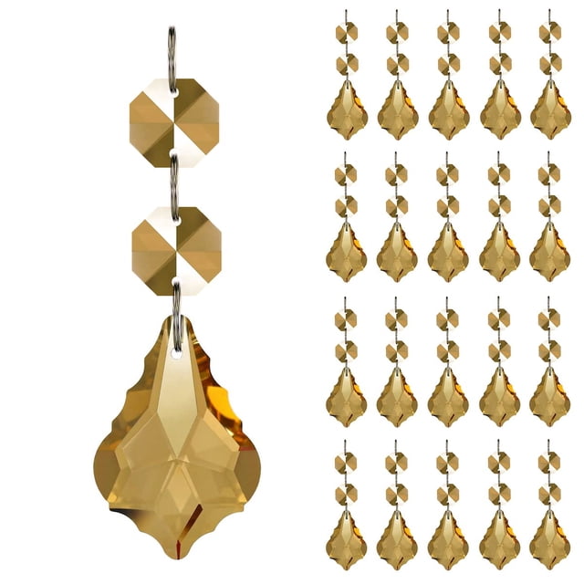 Adorno colgante GOLDENHAITAI, 38 mm, cristal, hoja de arce, 20 unidades