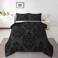 thumbnail image 2 of jejeloiu Victorian Flower Queen Comforter Set,Vintage Damask Theme Bedding Sets,Black Gray Bedding Comforter Set For Men Women,Lightweight Room Decorative Reversible,3-Piece, 2 of 8