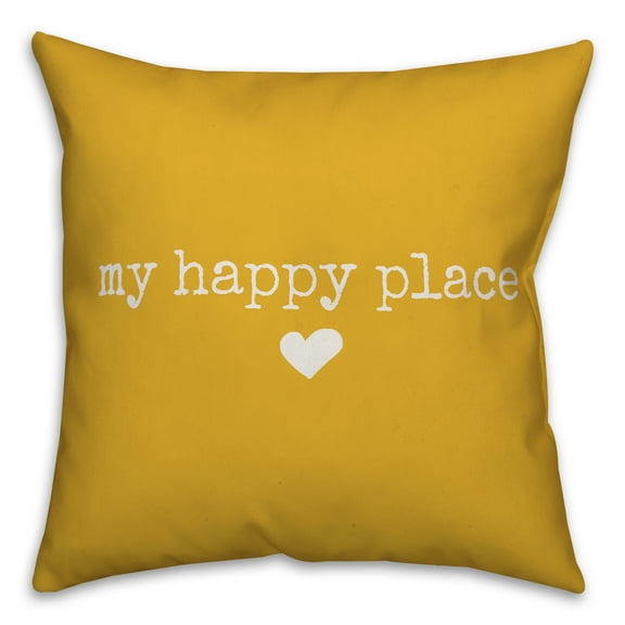 Creative Products My Happy Place Yellow 16x16 Indoor / Outdoor Pillow
