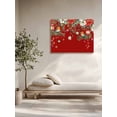 thumbnail image 4 of Red Christmas Canvas Print Wall Art Framed Canvas Art Wall Decor Xmas Poinsettia Balls Botanical Birds Pictures Painting Morden Artwork for Living Room Bedroom, Ready to Hang - 12"x16", 4 of 6