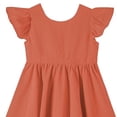 thumbnail image 6 of HAOTAGS Girls Dresses,Cotton Blend Short Sleeve Ruffle Trim Round Neck Smock Dress Orange 2-3, 6 of 8