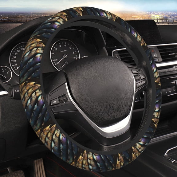 Steering Wheel Cover Anti-Slip Elastic Car Protective Universal 15 Inch Fit for Vehicles Auto SUVs , Dragon Scale Art