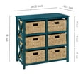 thumbnail image 4 of eHemco 3 Tier X-Side End Storage Cabinet with 6 Water Hyacinth Natural Wicker Baskets, Teal, 4 of 6