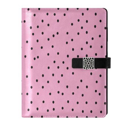 Premium Faux Leather Notebook - Refillable Multi-Functional Organizer 23.3x17cm All-Season Use,A Pink Background with Dots