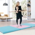 thumbnail image 4 of Costway 10" x 4" x 2" 4-Panel Folding Exercise Mat with Carrying Handles for Gym Yoga Pink&Blue, 4 of 10