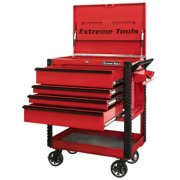 Extreme Tools 33 4-Drawer Deluxe Tool Cart w/Bumpers, Red w/Bla