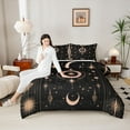 thumbnail image 4 of jejeloiu Boho Bohemian Tribal Bedding Comforter Set,Stars Moon Print Twin Comforter Sets,Gold Black Bedding Set For Men Women,Breathable Home Decor Reversible,2-Piece, 4 of 8