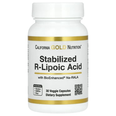 California Gold Nutrition Stabilized R-Lipoic Acid with Biotin, 30 Veggie Capsules