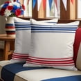 thumbnail image 4 of 2 Pack Outdoor Waterproof Throw Pillow Covers,Independence Day Red Blue Stripe Decorative Square Patio Pillowcases for Chair Couch Sofa 18x18in, 4 of 9