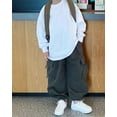 thumbnail image 6 of Cargo Pants Kids Loose Fit Baggy Cargo Pants High Elastic Waisted Green Cargo Pants with Pocket Girls Summer Clothes 11-12 Years, 6 of 8